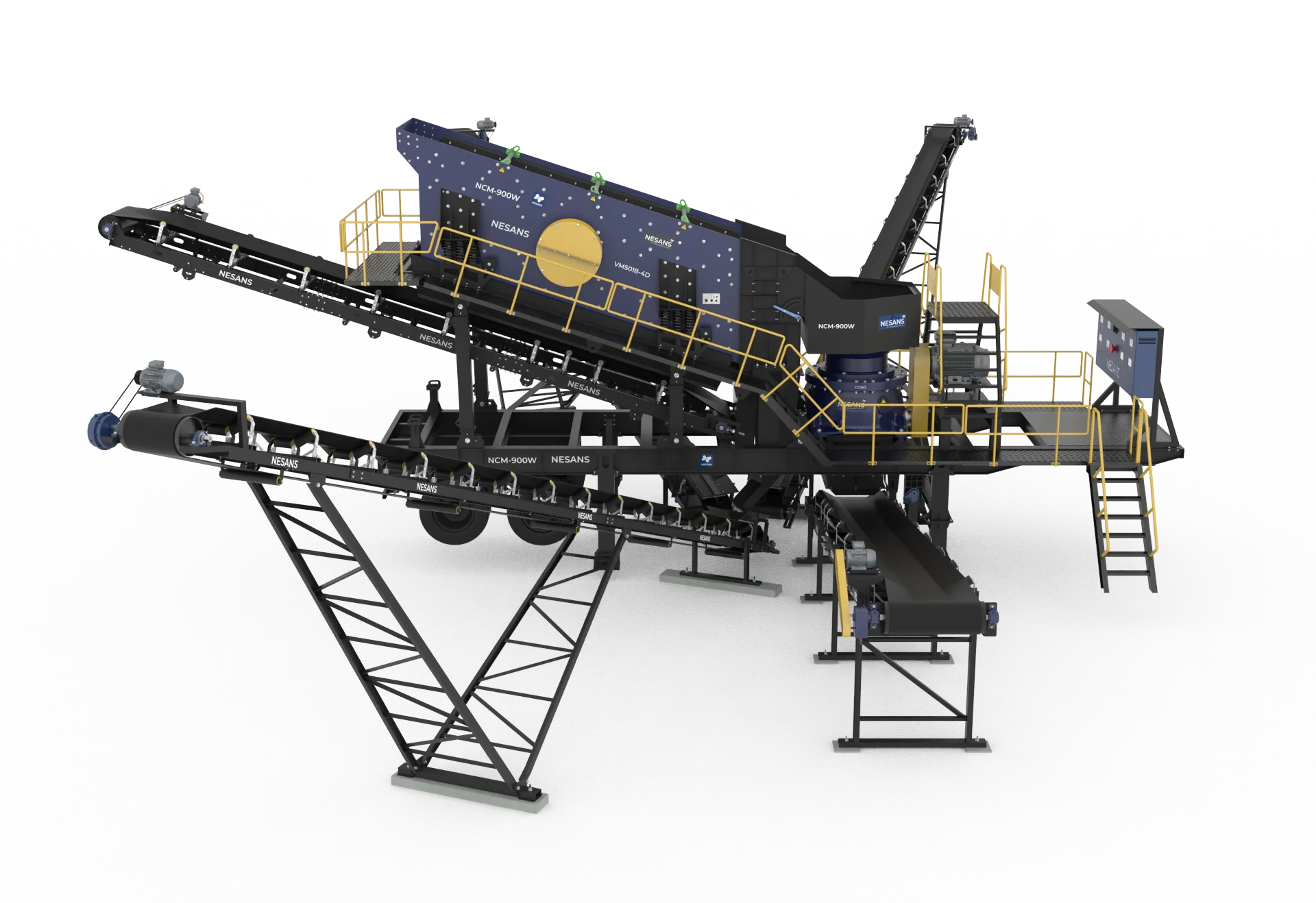 NCM Series complete crushing station with radial stockpile conveyors